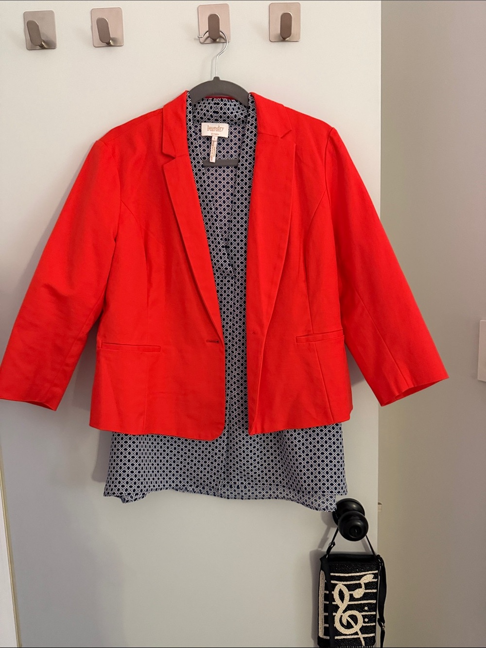 Laundry By Shelli Segal Tank with Alice collection Red-Orange Open-Front Blazer